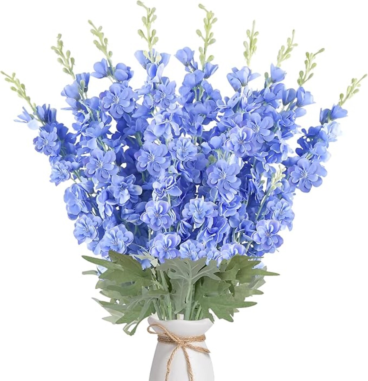 16-Piece Artificial Blue Delphinium Flowers - 33.5" Long Stem Silk Larkspur Stems for Tall Floor Vases - Faux Floral Bulk for Wedding Decor, Garden Arrangements, and Home Accents (Blue)